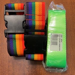 Rainbow & solid suitcase travel straps set of 3